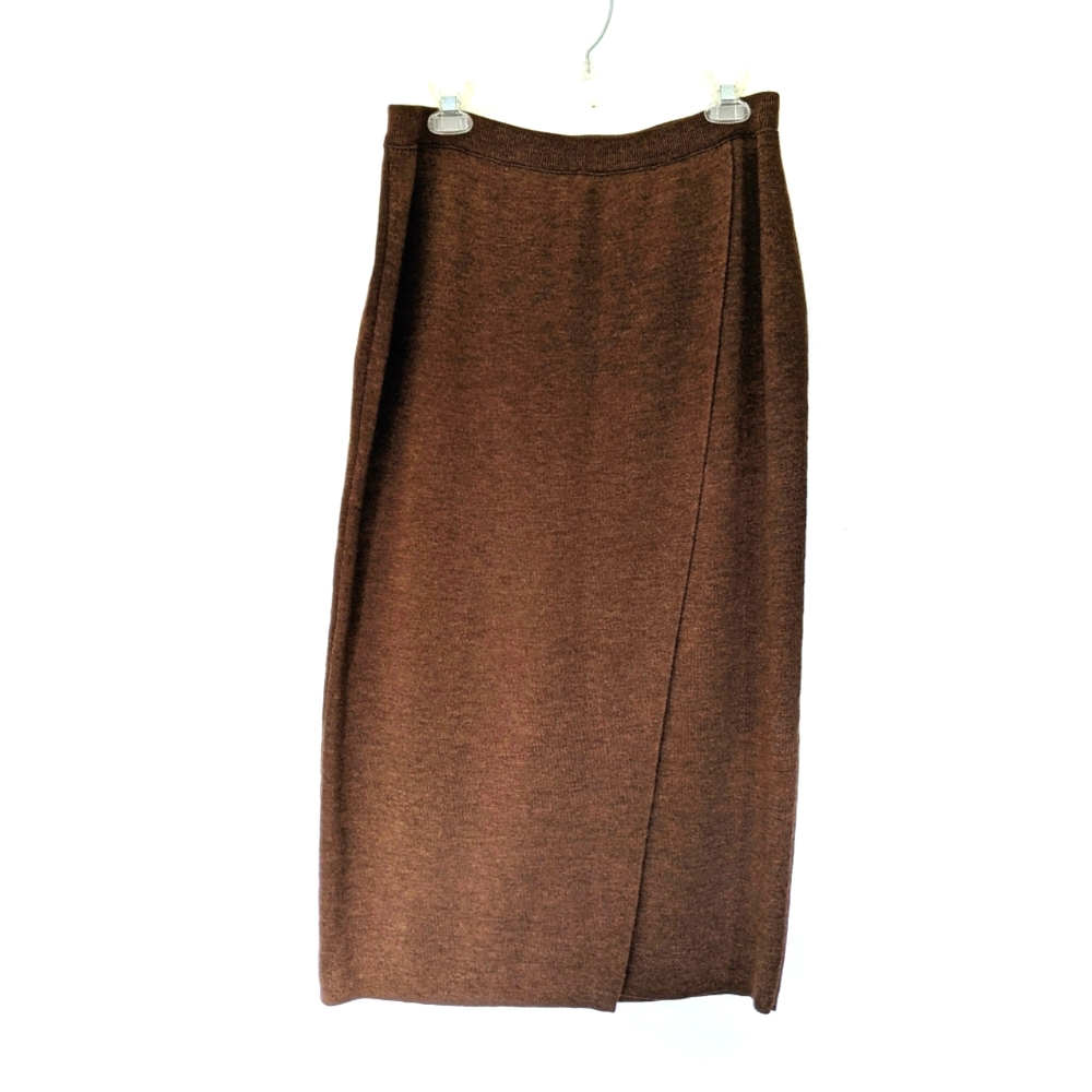 Rodier wool wrap midi skirt